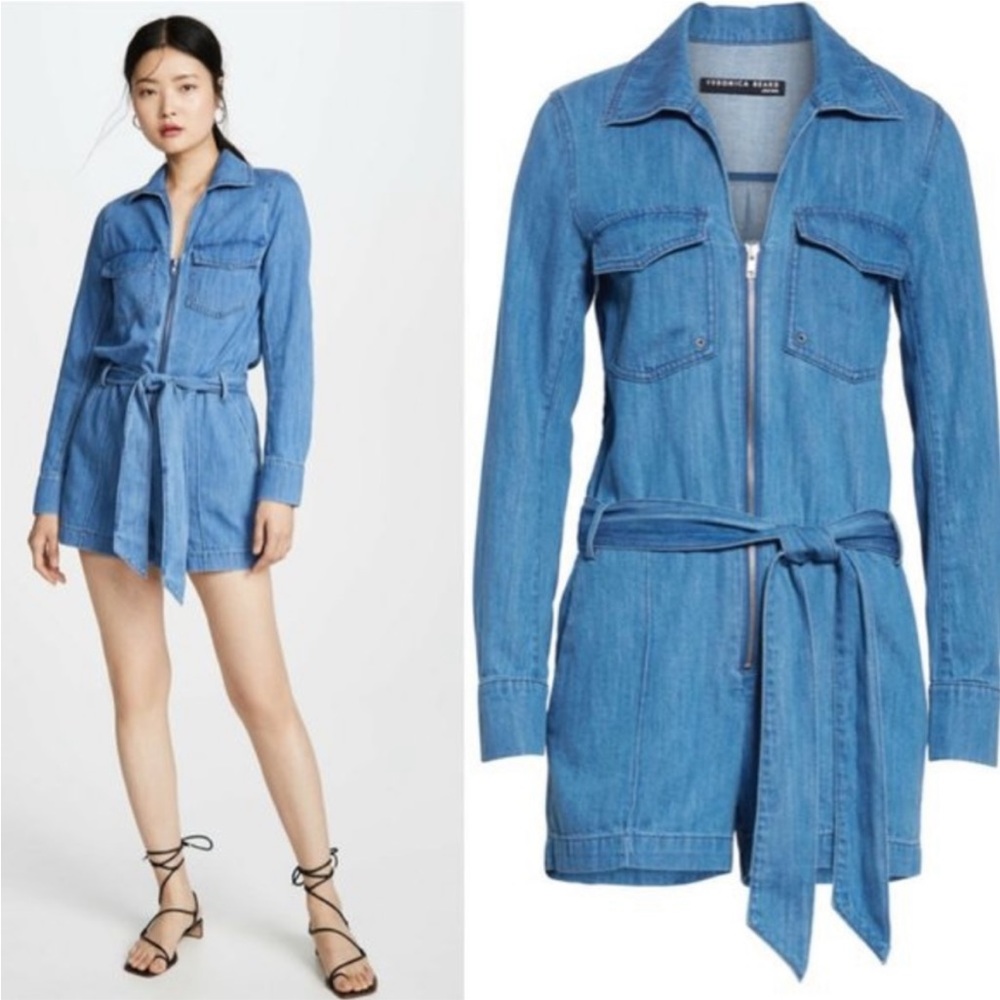 Veronica beard Keenan denim romper